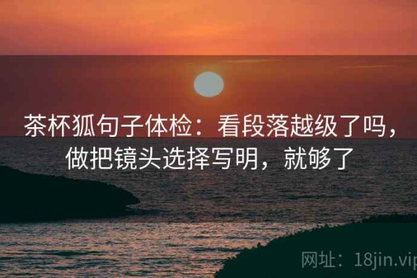 茶杯狐句子体检：看段落越级了吗，做把镜头选择写明，就够了
