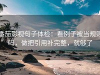 番茄影视句子体检：看例子被当规则吗，做把引用补完整，就够了