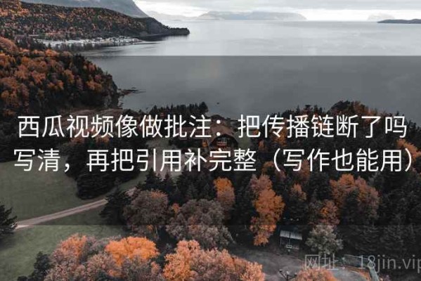 西瓜视频像做批注：把传播链断了吗写清，再把引用补完整（写作也能用）