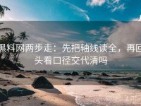 黑料网两步走：先把轴线读全，再回头看口径交代清吗